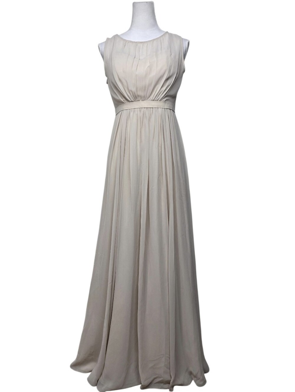Jenny Yoo Beige Pleated Bridesmaid Evening Formal Maxi Dress Size 8
